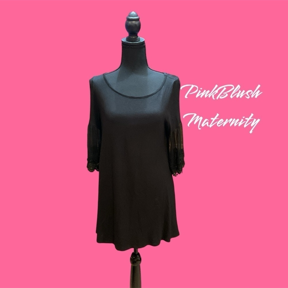PINKBLUSH SIZE MEDIUM MATERNITY BLACK PULLOVER GENTLY WORN
